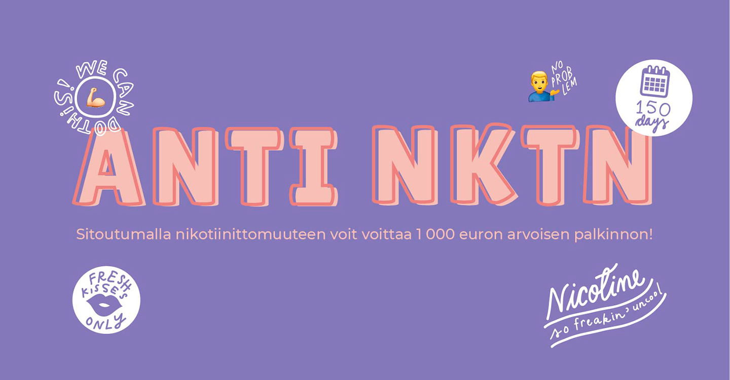 Smokefree-kilpailun slogan on ANTI NKTN.