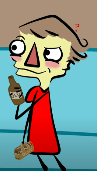 Seriefiguren bjuder alkohol.
